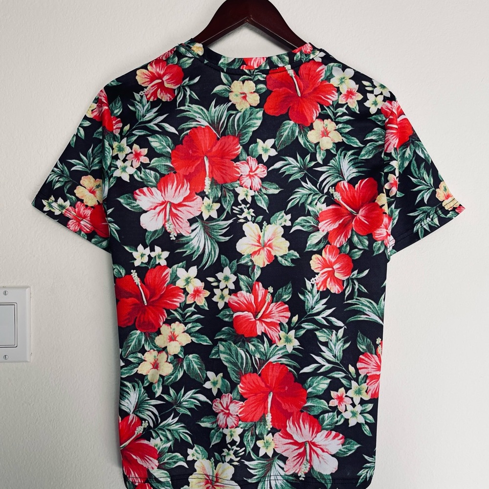 Floral Graphic T-Shirt Red mesh 3D - Picture 4 of 8